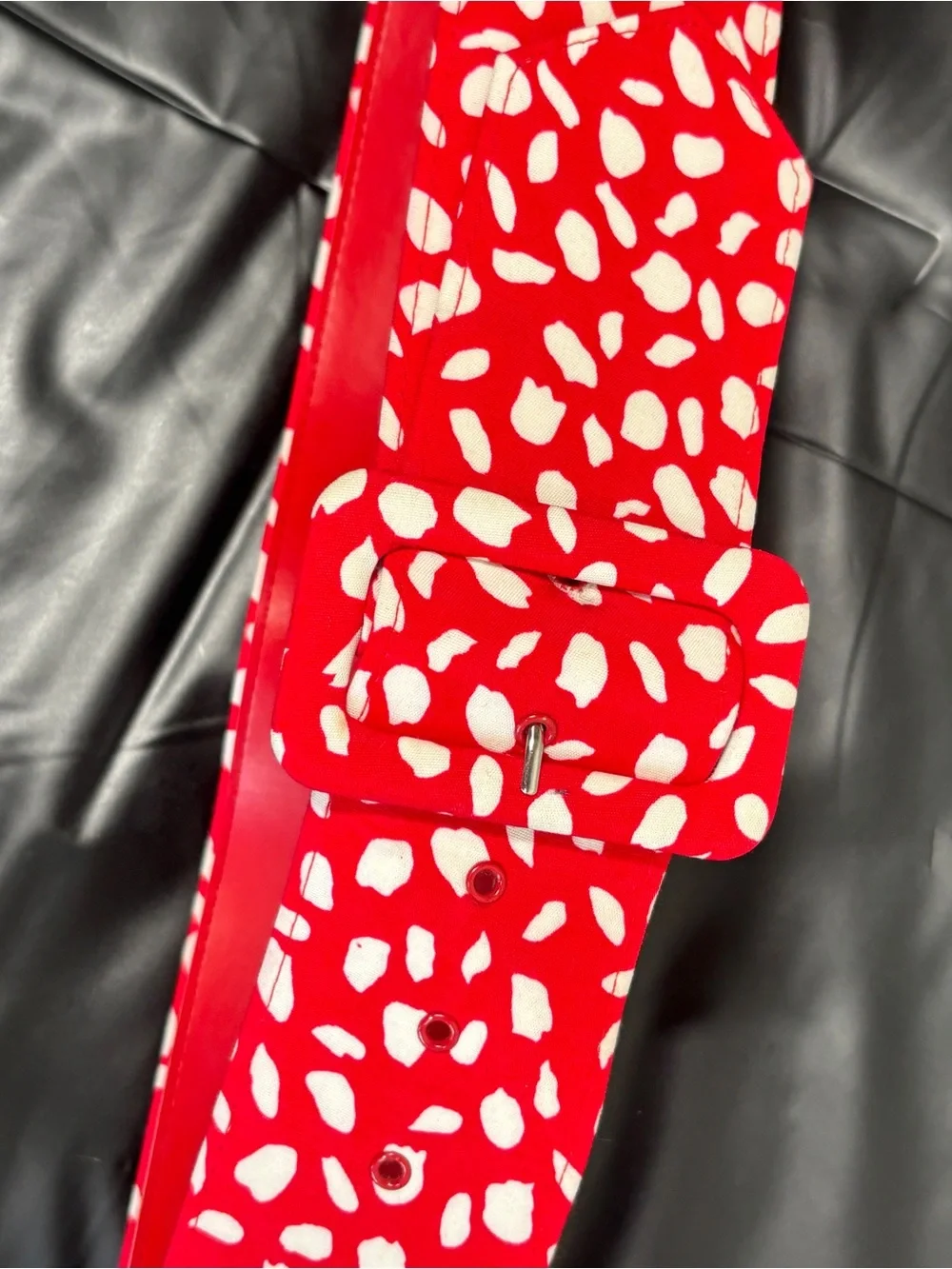 Red and White Spot Buckle Belt